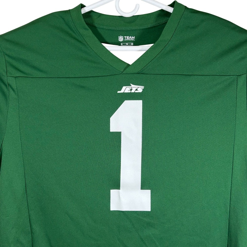 NFL Team Apparel New York Jets Jersey Mens XL Green Number 1 Short Sleeve Mesh